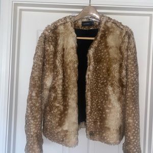 Mink Pink Faux Fur Deer Print Jacket